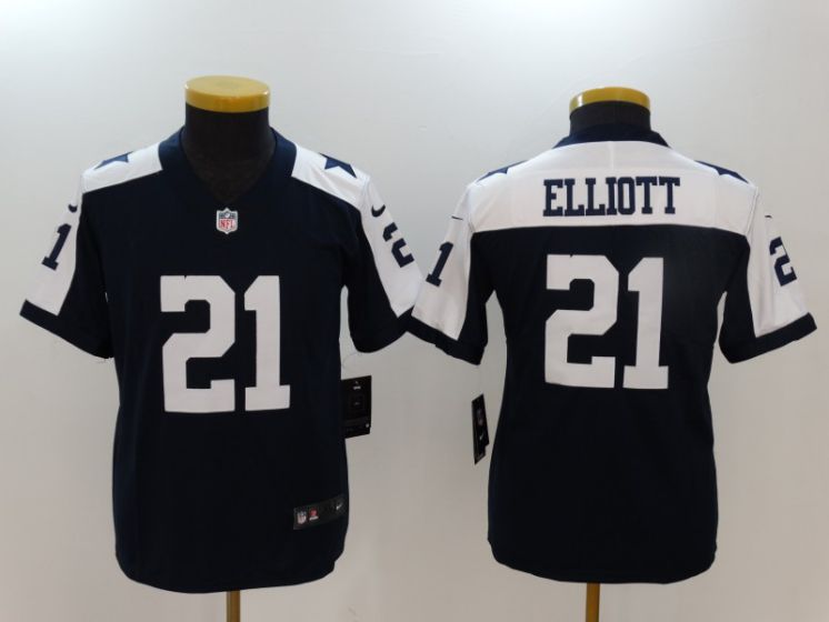 Youth Dallas Cowboys #21 Elliott Blue Thanksgiving Nike Vapor Untouchable Limited NFL Jerseys->youth nfl jersey->Youth Jersey